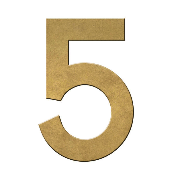 Numéro 5-Numéro adhésif pour boîtes aux lettres - Vinyle épais texturé, hauteur 50 mm - Or Vieilli