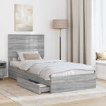 vidaXL Lit de Rangement Gris Sonoma 100 x 200 cm Bois d'ingénierie