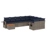 vidaXL Salon de jardin 10 Pièces avec coussins gris résine tressée