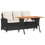 vidaXL Canapé de jardin 3 places coussins et table noir résine tressée