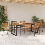 vidaXL Ensemble de salle à manger pour jardin 7 Pièces Noir