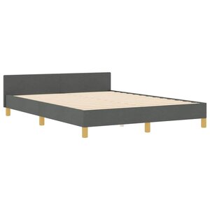 vidaXL Cadre de lit avec tête de lit Gris foncé 140 x 200 cm tissu