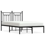 vidaXL Cadre de lit métal sans matelas avec tête de lit noir 135x190cm