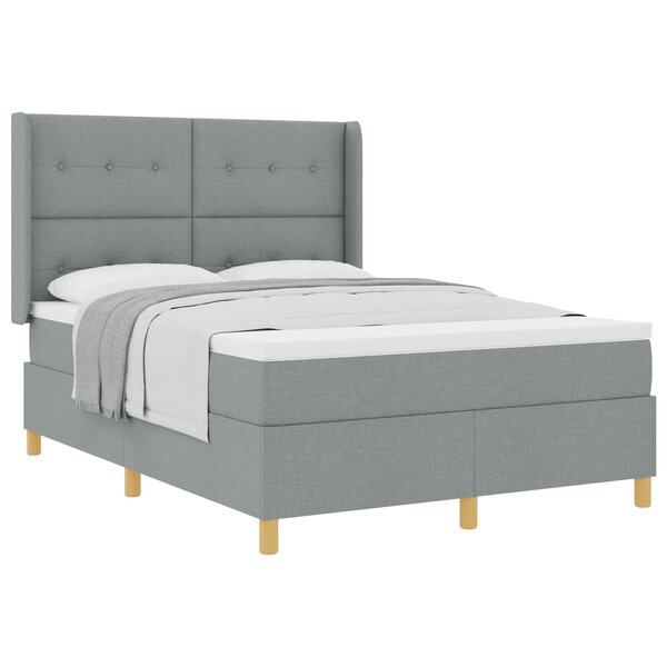 vidaXL Lit à Ressorts avec matelas Gris clair 140 x 200 cm tissu