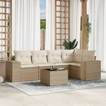 vidaXL Salon de jardin avec coussins 6 Pièces beige résine tressée