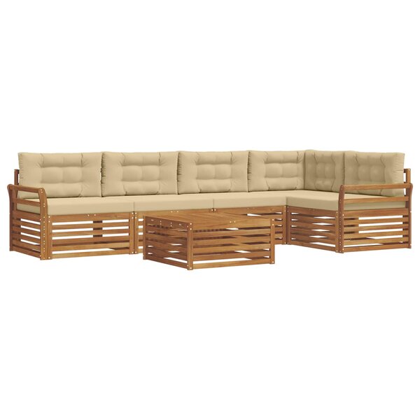 vidaXL Ensemble de canapés d'extérieur 6 pc Naturel et Beige