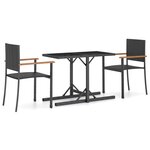 vidaXL Ensemble de salle à manger de jardin 3 Pièces Noir