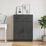 vidaXL Buffet avec tiroir Noir 66 x 34 5 x 87 cm Bois d'ingénierie