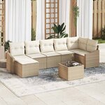 vidaXL Ensemble de canapé de jardin 8 Pièces Beige Poly rotin
