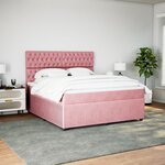 vidaXL Sommier à lattes de lit avec matelas Rose 180x200 cm Velours