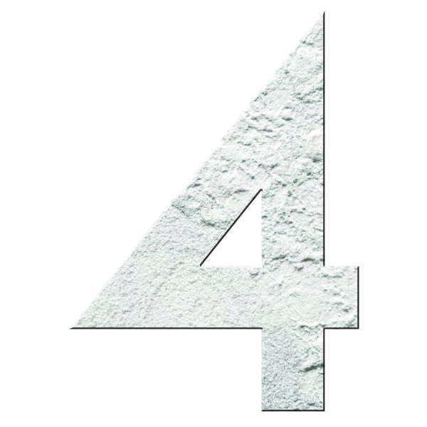 Numéro 4- Numéro adhésif pour boîtes aux lettres- Pierre véritable 50 mm Albatre