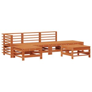 vidaXL Ensemble de salon de jardin 5 Pièces Brun cire Bois de pin massif