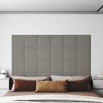 vidaXL Tête de lit murale 12 Pièces Gris clair Velours