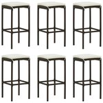 vidaXL Tabourets de bar avec coussins lot de 6 marron résine tressée