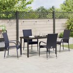 vidaXL Ensemble de salle à manger de jardin de 5 pièces en rattan poly noir