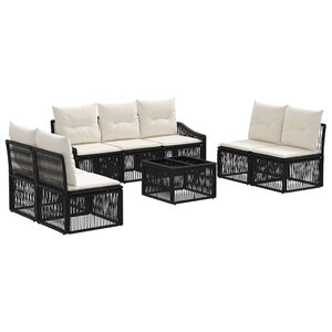 vidaXL Ensemble de canapé de jardin 8 Pièces Noir polyrotin