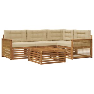 vidaXL Ensemble de canapés d'extérieur 5 Pièces Naturel et Beige