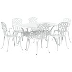 vidaXL Ensemble de salle à manger de jardin de 7 pièces en aluminium moulé blanc