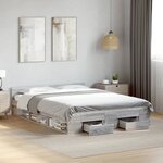vidaXL Cadre de lit avec tiroirs sans matelas sonoma gris 120x200 cm
