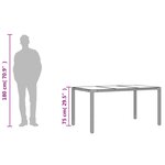 vidaXL Table de jardin avec dessus en verre marron résine tressée