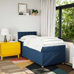vidaXL Sommier à lattes de lit avec matelas Bleu 100x200 cm Tissu