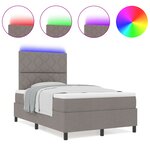 vidaXL Lit à ressorts taupe avec matelas et lumière LED  120 x 190 cm
