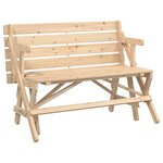 vidaXL Table de pique-nique avec bancs sapin massif 2 en 1 convertible