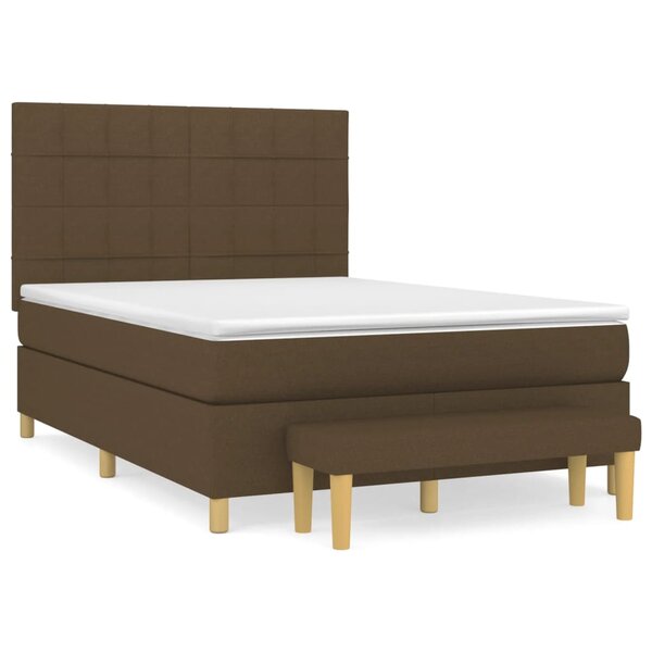 vidaXL Sommier à lattes de lit avec matelas Marron foncé 140x190 cm