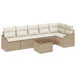 vidaXL Ensemble de 7 pièces de canapé de jardin avec coussins en rotin brun