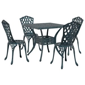 vidaXL Ensemble de tables de jardin 5 Pièces Vert Aluminium coulé