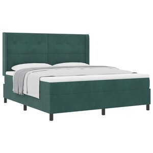 vidaXL Lit à ressorts avec matelas Vert foncé 180 x 200 cm Velours