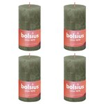 Bolsius Bougies pilier rustiques Shine 4 Pièces 130x68 mm Vert olive