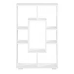 Étagère Bibliothèque sur pied ou murale 7 compartiments à 4 variantes coloris Blanc - Bois Massif