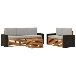 vidaXL Ensemble de canapés d'extérieur 6 pc Naturel et gris clair