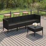 vidaXL Salon de jardin 5 Pièces avec coussins résine tressée noir