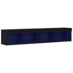 Meubles TV vidaXL avec éclairage LED 2 Pièces Chêne noir 80x30x30 cm