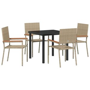 vidaXL Ensemble de salle à manger pour jardin 5 Pièces Beige Poly rotin