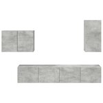 vidaXL Ensemble de meuble TV mural 4 Pièces Gris béton Bois d'ingénierie