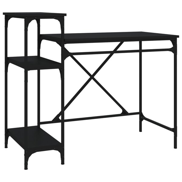 vidaXL Bureau avec étagères noir 105x50x90 cm bois d'ingénierie et fer