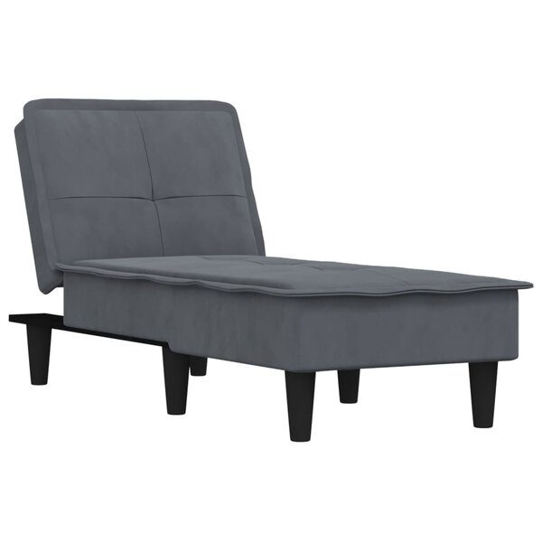 vidaXL Chaise longue gris foncé velours