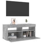 vidaXL Meuble TV avec lumières LED gris béton 90x35x40 cm