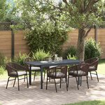 vidaXL Ensemble de salle à manger pour jardin 7 Pièces Marron Poly rotin