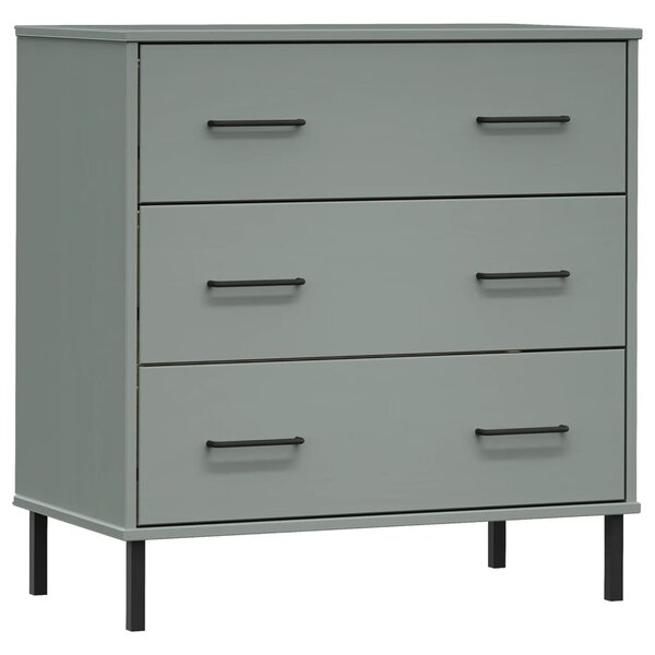 vidaXL Buffet avec 3 tiroirs Gris 77x40x79 5 cm Bois massif OSLO