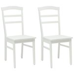 vidaXL Chaise de salle à manger 2 pc Bois de Caoutchouc Massif Blanc