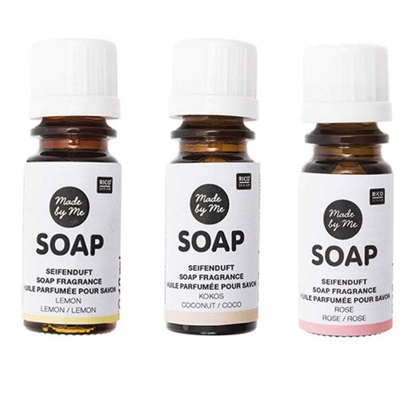 3 huiles parfumées 10 ml pour savon - citron  noix de coco  rose