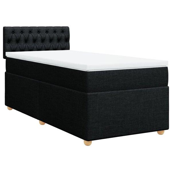 vidaXL Sommier à lattes de lit avec matelas noir 90x190 cm simple tissu