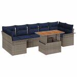 vidaXL Ensemble de canapé de jardin 8 Pièces Gris et bleu marine