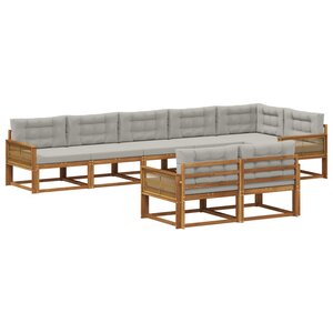 vidaXL Ensemble de canapés d'extérieur 8 pc Naturel et Gris clair