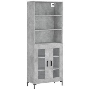 vidaXL Buffet haut Gris béton 69 5x34x180 cm Bois d'ingénierie