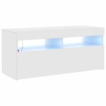 vidaXL Meuble TV avec lumières LED blanc brillant 90x35x40 cm